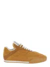 Chloé Women 'kick' Beige Low Top Sneakers With Logo Patch On The Tongue In Suede Woman In Brown