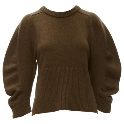 Pre-owned Chloé Chloe 100% Cashmere Brow Round Puff Sleeve Cropped Sweater S In Black