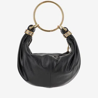 Chloé Small Bracelet Hobo Bag In Grained Leather In Black