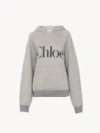 Chloé Hooded Cotton Blend Sweatshirt With Kangaroo Pocket In Gray