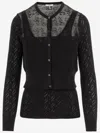 Chloé Transparent Design Cotton Sweater With Front Button Closure In Black