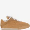 Chloé Women 'kick' Beige Low Top Sneakers With Logo Patch On The Tongue In Suede Woman In Brown