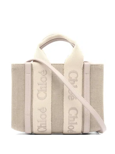 Pre-owned Chloé 10s Logo-detail Tote Bag In Neutral