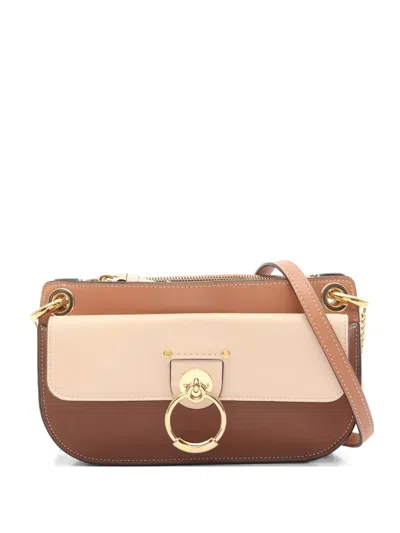 Pre-owned Chloé 10s Tess Chain Leather Shoulder Bag In Brown