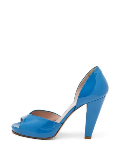 Pre-owned Chloé 110mm D'orsay Peep-toe Heeled Pumps In Blue