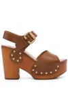 Chloé Chloe Jeannette Leather Platform Sandals In Brown