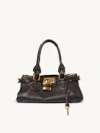 Chloé Paddington Padlock Shoulder Bag In Leather In Black