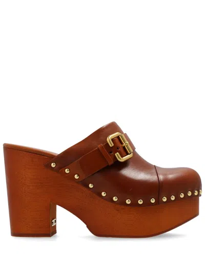 Chloé 120mm Jeanette Mules In Brown