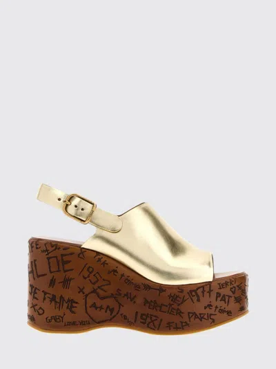 CHLOÉ CHLOÉ MAXIME LAMINATED LEATHER PLATFORM WEDGE SANDALS,I60980047