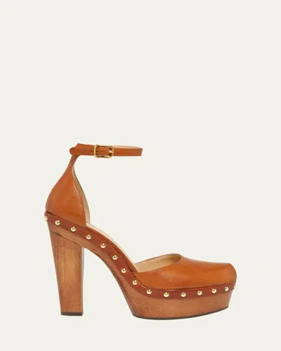 Chloé 130mm Lola Leather Platform Pumps In Brown