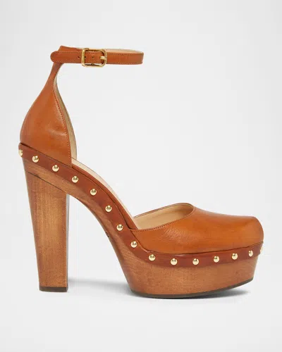 Chloé 130mm Lola Leather Platform Pumps In Brown