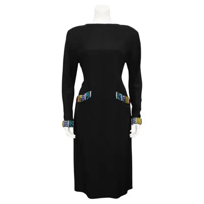 Pre-owned Chloé 1980s Chloe Black Dress With Colourful Beading