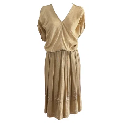 Pre-owned Chloé 1980s Chloe Flax Cotton Skirt Set In Brown