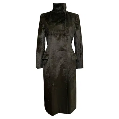 Pre-owned Chloé 1990s Faux Fur Long Coat In Black