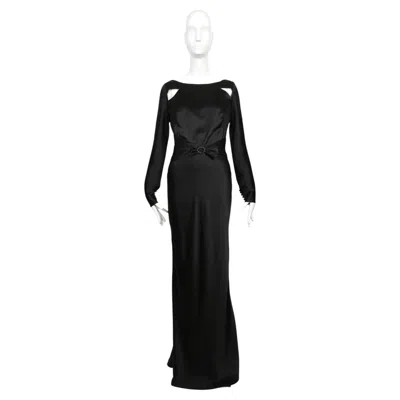 Pre-owned Chloé 1998 Chloe By Stella Mccartney Black Bias Cut Dress With Draped Back & Cutouts