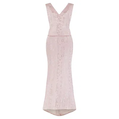 Pre-owned Chloé 1999 Chloe Runway Documented Pink Jacquard Low-back Gown