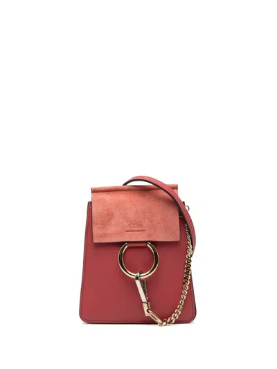 Pre-owned Chloé 2000-2025 Mini Calfskin And Suede Faye Bracelet Bag Satchel In Red