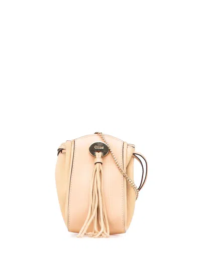 Pre-owned Chloé 2000-2025 Mini Leather And Suede Sac Fringe Crossbody Bag In Brown