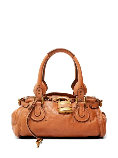 Pre-owned Chloé 2000-2015 Paddington Padlock Leather Shoulder Bag In Brown