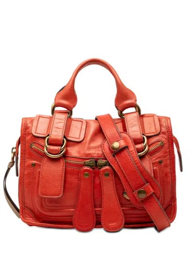 Pre-owned Chloé 2000-2026 Small Leather Bay Satchel In Orange