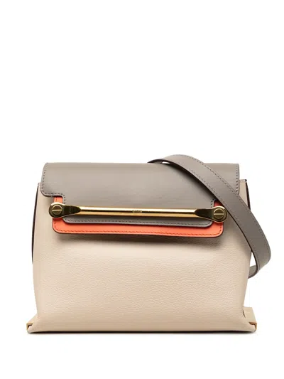 Pre-owned Chloé 2000-2026 Small Tricolor Leather Clare Crossbody Bag In Neutral