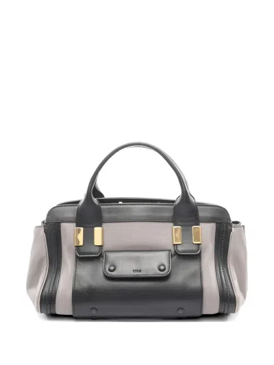 Pre-owned Chloé 2000s Alice Leather Tote Bag In Gray