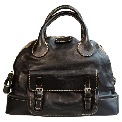 Pre-owned Chloé 2000s  Black Leather Edith Top Handle Bag