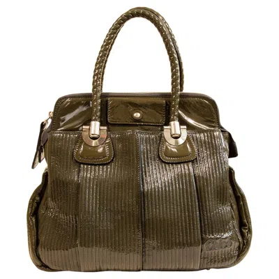 Pre-owned Chloé 2000s Chloe Heloise Shoulder Bag In Green Patent Leather