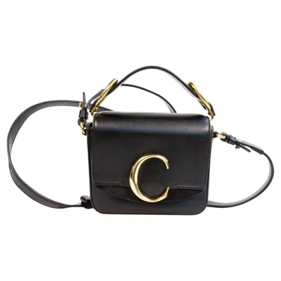 Pre-owned Chloé 2000s  Mini C Black Leather Crossbody Bag
