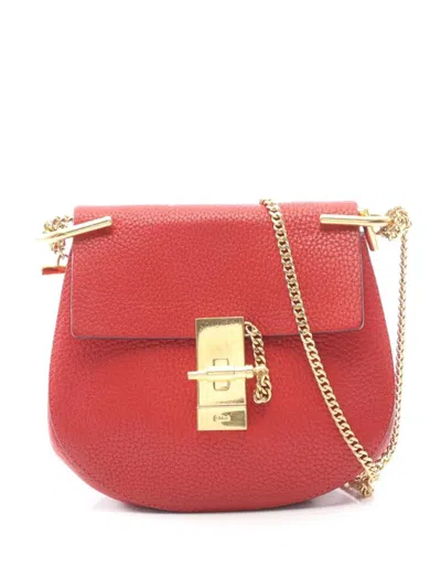 Pre-owned Chloé 2000s Drew Chain-strap Leather Shoulder Bag In Red