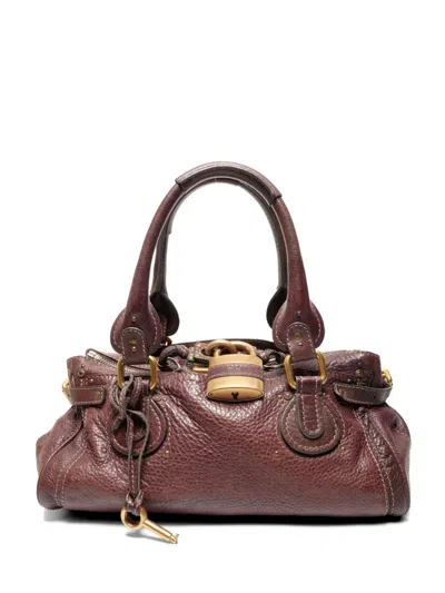 Pre-owned Chloé 2000s Paddington Padlock Leather Tote Bag In Brown