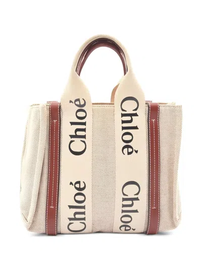 Pre-owned Chloé 2000s Small Woody Tote Bag In Neutral