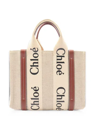 Pre-owned Chloé 2000s Small Woody Tote Bag In Neutrals