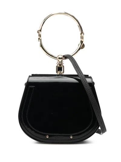 Pre-owned Chloé 2002-2025 Small Patent Nile Bracelet Satchel In Black
