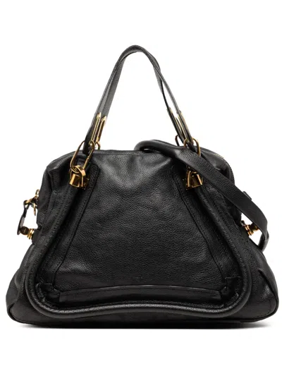 Pre-owned Chloé 2002-2026 Medium Pebbled Leather Paraty Satchel In Black