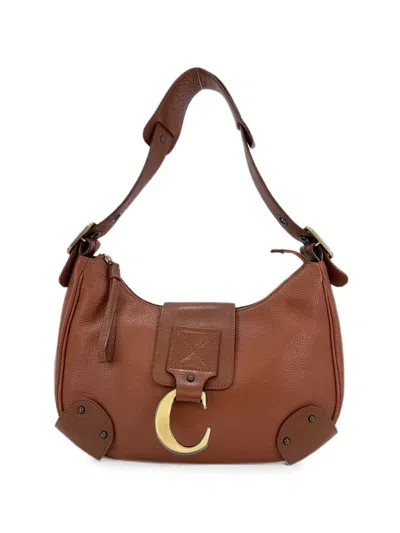 Pre-owned Chloé 2003-2007 C-logo Shoulder Bag In Brown