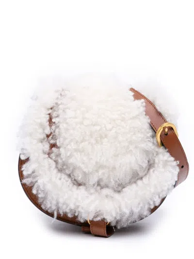 Pre-owned Chloé 2009-2010 Mini Shearling And Calfskin Marcie Saddle Crossbody Bag In Brown