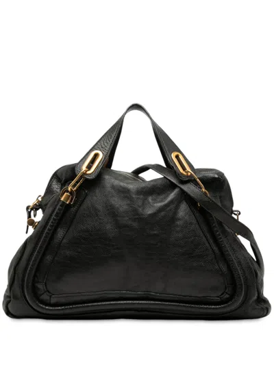Pre-owned Chloé 2009 Large Pebbled Leather Paraty Satchel In Black