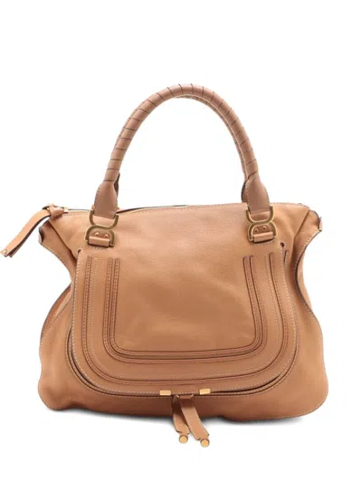 Pre-owned Chloé 2010-2020 Marcie Leather Top-handle Tote Bag In Neutral
