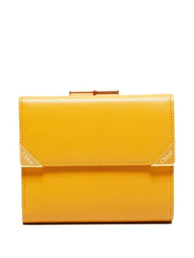 Pre-owned Chloé 2010-2025 Logo-plaque Wallet In Yellow