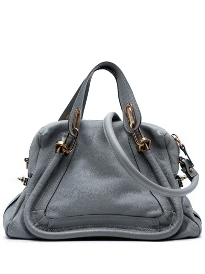 Pre-owned Chloé 2010-2025 Medium Leather Paraty Satchel In Gray