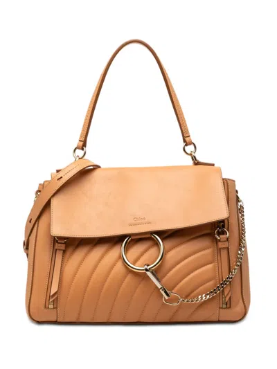 Pre-owned Chloé 2010-2025 Medium Quilted Leather Faye Day Satchel In Brown
