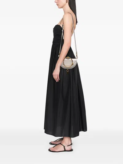 Pre-owned Chloé 2010-2025 Mini Croc Embossed Calfskin Nile Bracelet Satchel In White