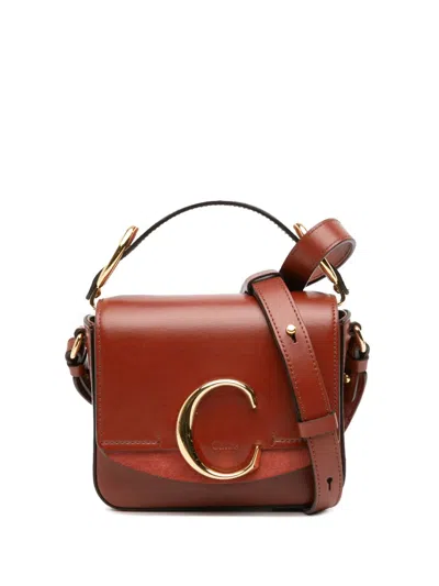 Pre-owned Chloé 2010-2025 Mini Leather C Satchel In Brown