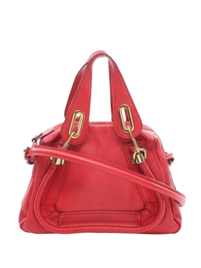 Pre-owned Chloé 2010-2025 Small Leather Paraty Satchel In Red