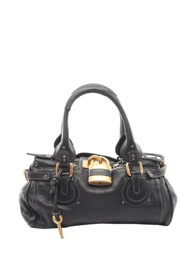 Pre-owned Chloé 2010-2026 Medium Leather Paddington Handbag In Black