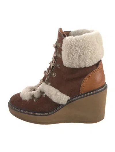 Pre-owned Chloé 2010's Eileen Lace-up Boots In Brown