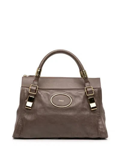 Pre-owned Chloé 2010 Leather Victoria Handbag In Gray