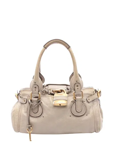 Pre-owned Chloé 2010-2026 Leather Paddington Handbag In Neutral