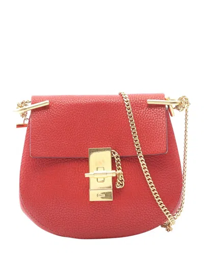 Pre-owned Chloé 2010-2026 Mini Leather Drew Crossbody Bag In Red